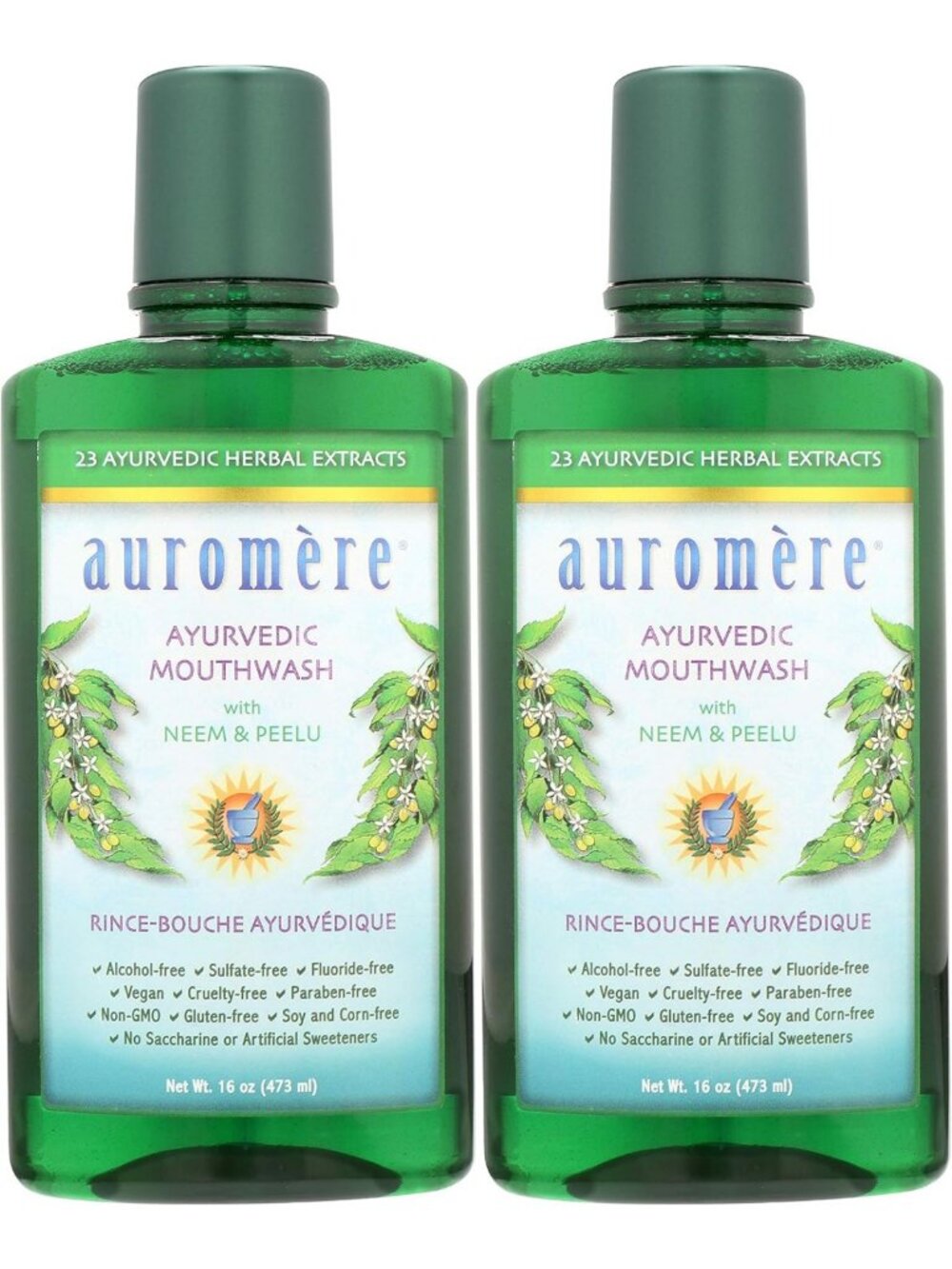 Natural Ayurvedic Mouthwash with Neem & Peelu - 16 Fl Oz, 2 Pack for Fresh